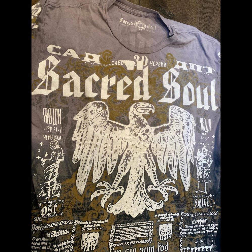 Sacred soul all over print  t-shirt large made in usa soul